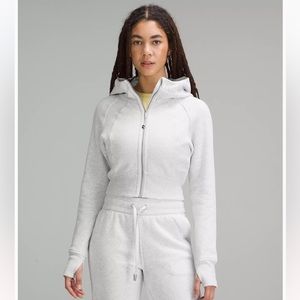 Lululemon Scuba Full-Zip Cropped Hoodie Heathered Core Ultra Light Grey Size 6